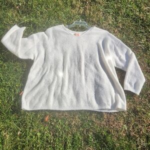 EVRI White V-Neck Sweater Sequins Size 2X  Comfy Pullover Cabincore Long Sleeve